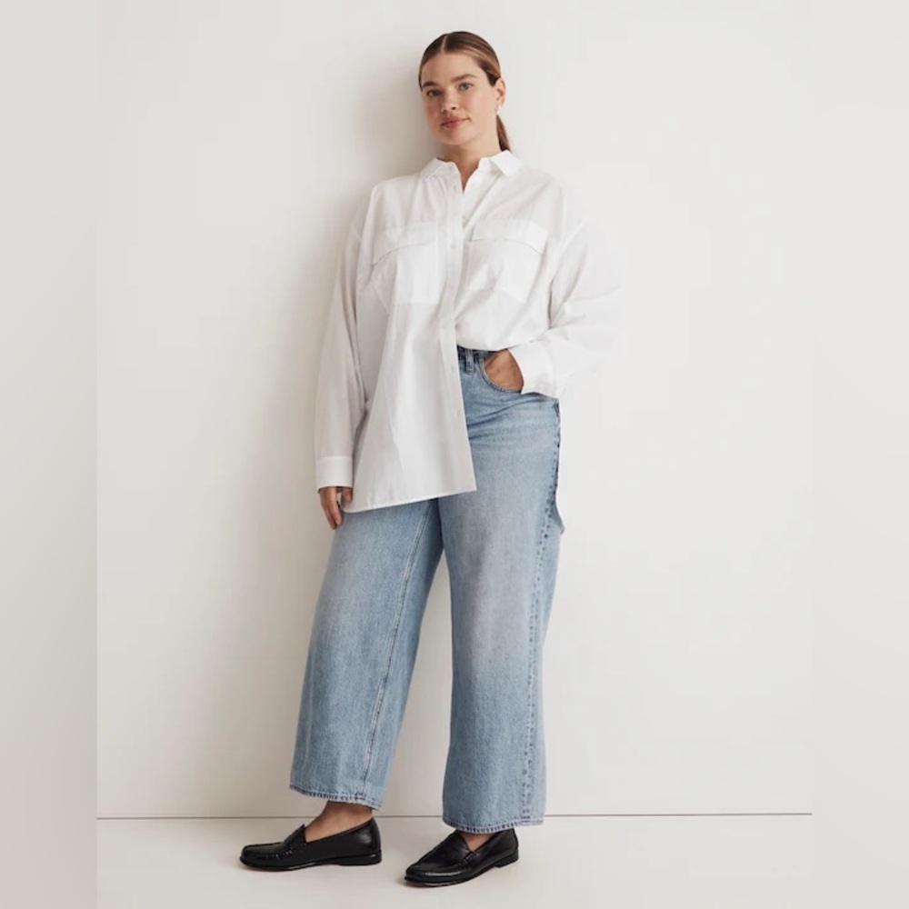 NWT Madewell The Plus Signature Poplin Oversized Button-Up Shirt: 2X White - Picture 4 of 8